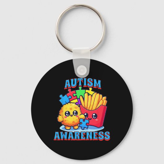 Porte-clés Poulet Nugget Et Frites Sensibilisation à l'autism (Recto)