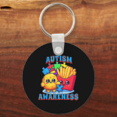 Porte-clés Poulet Nugget Et Frites Sensibilisation à l'autism (Recto)