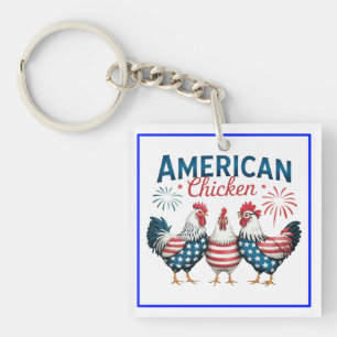 Porte-clés Poulet patriotique américain du 4 juillet-62987