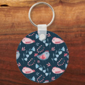 Porte-clés Poulets folkloriques : Aquarelle Motif sans coutur (Recto)