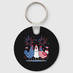 Porte-clés Poulets Patriotes Drôles Drapeau Usa 4 Juillet Chi