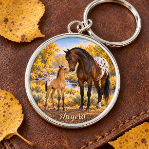 Porte-clés Pouliche et poulain Appaloosa personnalisés