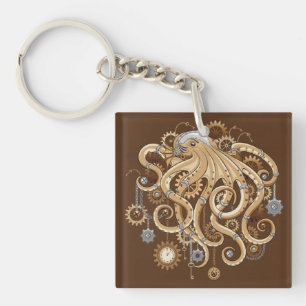 Porte-clés Poulpe Steampunk Rétro Fantastique Mécanique