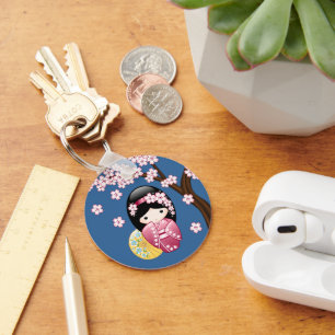 Porte-clés Poupée Kokeshi Printemps - Cute Geisha Japonaise s