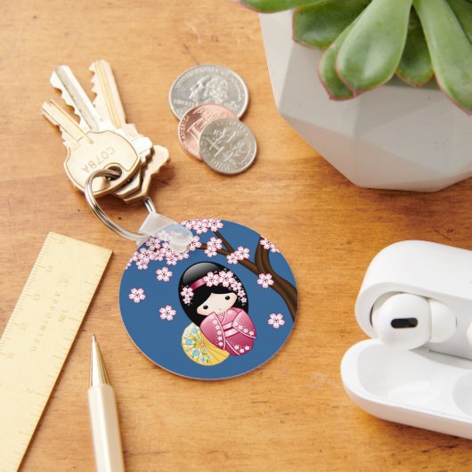 Porte-clés Poupée Kokeshi Printemps - Cute Geisha Japonaise s (Bureau)