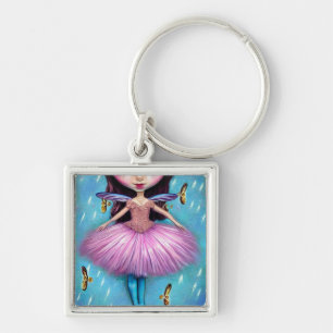 Porte-clés Poupée rose Ballerina avec ailes