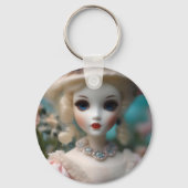 Porte-clés Poupée Vintage bleue, (Recto)