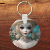 Porte-clés Poupée Vintage bleue, (Recto)