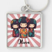 Porte-clés Poupées Kokeshi japonais mignonnes (Devant)