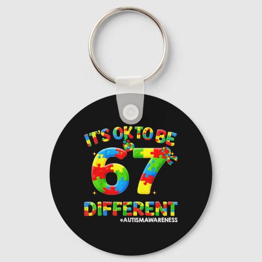 Porte-clés Pour être différent 67 Six Sept Puzzle Autisme (Recto)