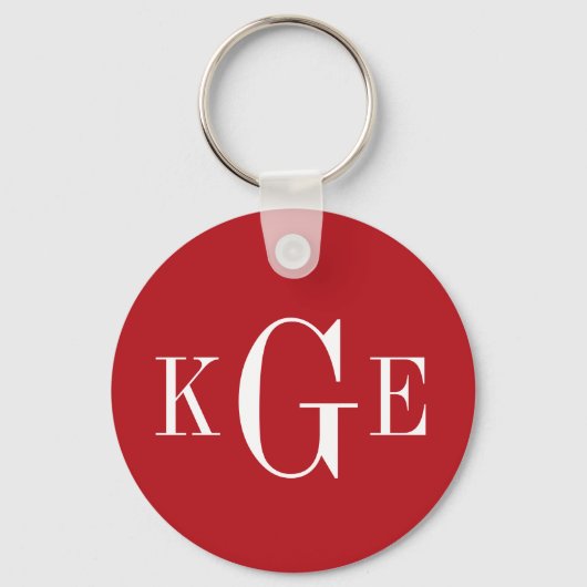 Porte-clés pour garçon d'honneur rouge blanc monog (Recto)
