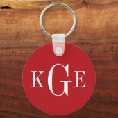 Porte-clés pour garçon d'honneur rouge blanc monog (Recto)