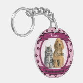 Porte-clés Pour toujours souvenir - Empreintes de pattes rose (Devant gauche)