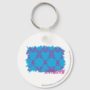 Porte-clés Pourpre-Aqua 4 de damassé