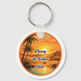 Porte-clés Poursuite de l'heure dorée Oasis du coucher de sol