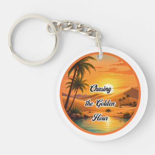 Porte-clés Poursuite de l'heure dorée Oasis du coucher de sol