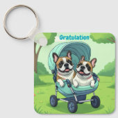Porte-clés Poussette pour Bouledogue Français (Recto)