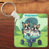 Porte-clés Poussette pour Bouledogue Français (Recto)