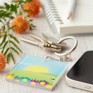 Porte-clés Poussière de soleil de prairie printanière avec de
