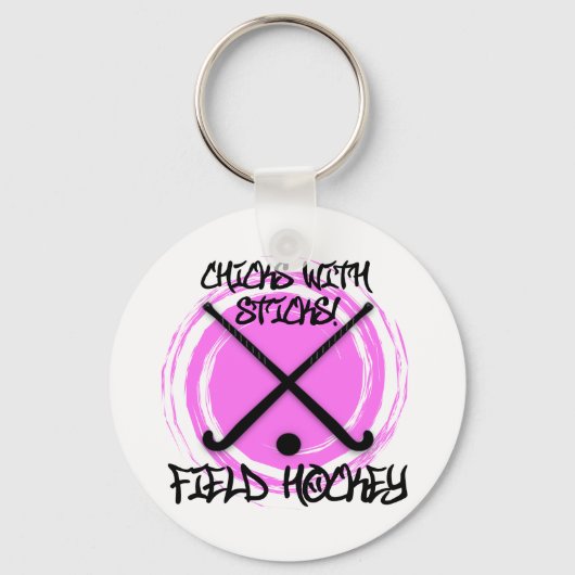 Porte-clés Poussins Avec Bâtons - Hockey sur gazon (Recto)