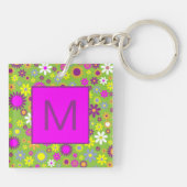 Porte-clés Pouvoir des Fleurs Vert Clair et Rose Monogrammé (Dos)