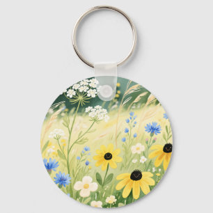 Porte-clés Prairie de fleurs sauvages fantaisiste 
