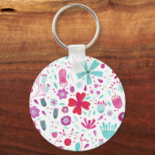 Porte-clés Prairie Fleurie Aquarelle Sarcelle (Recto)