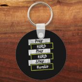 Porte-clés Pray Hard Play Hard Stay Humble Motivational  (Recto)