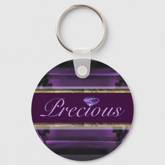 Porte-clés Précieux design de gemme violette, pourpre (Recto)
