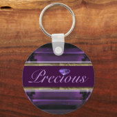 Porte-clés Précieux design de gemme violette, pourpre (Recto)