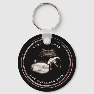 Porte-clés Pregnancy Pink Glitter Sonogram Ultrasound Photo