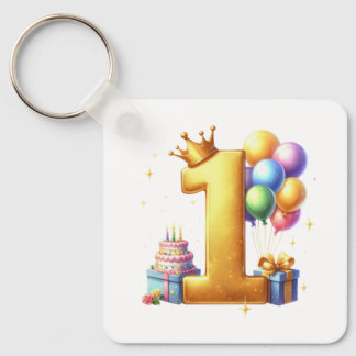 Porte-clés Premier anniversaire doré