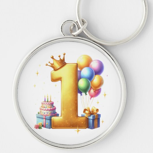 Porte-clés Premier anniversaire doré (Devant)