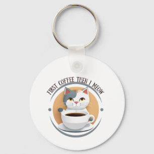 Porte-clés Premier Café Puis Je Meow Cute Cat