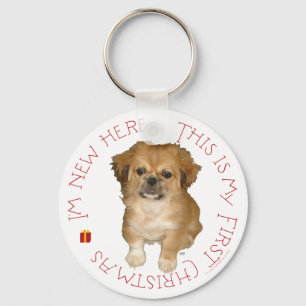 Porte-clés Premier Noël de chiot Pékinois
