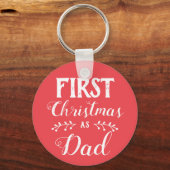 Porte-clés Premier Noël en famille papa assorti texte blanc (Recto)