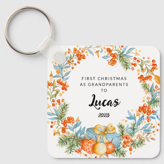 Porte-clés Premier Noël Personnalisé En Tant Que Grand-Parent (Recto)