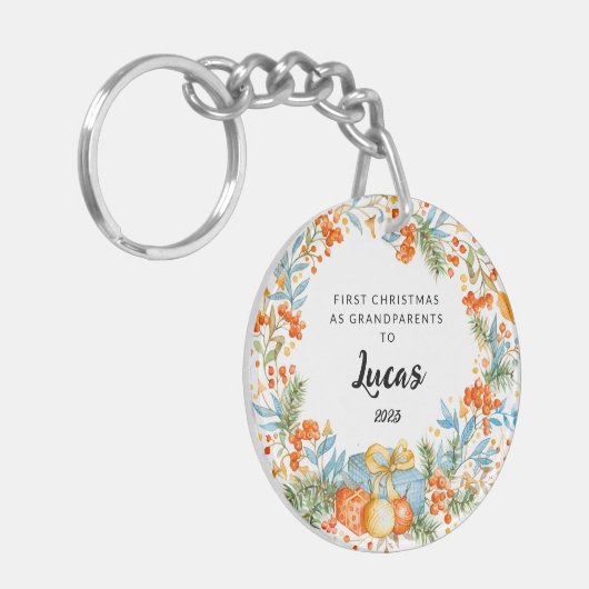 Porte-clés Premier Noël Personnalisé En Tant Que Grand-Parent (Devant gauche)