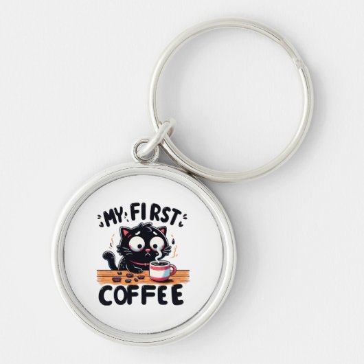 Porte-clés Première aventure de café noir (Devant)