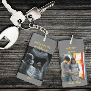 Porte-clés Première fête des pères Papa à devenir Gris 2 Phot