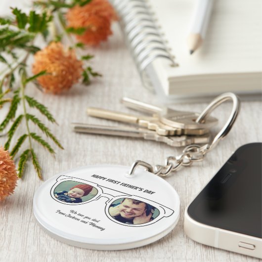 Porte-clés Première Fête des pères Photo Collage Papa Fils Fi (Devant droit)