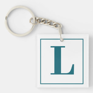 Porte-clés Première lettre   Teal Monogram Modern Stylish Coo