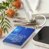 Porte-clés première monogramme boho bleu retro forêt (Devant droit)