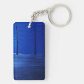 Porte-clés première monogramme boho bleu retro forêt (Dos)