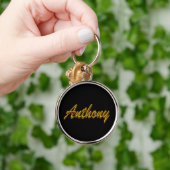 Porte-clés Premium Anthony Round en style noir (Main)