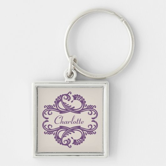 Porte-clés Premium Damask Chic Violet (Devant)