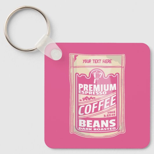 Porte-clés Premium espresso café haricots rose nourriture pop (Recto)