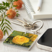 Porte-clés Prenez le temps de sentir la rose jaune (Devant Droit)