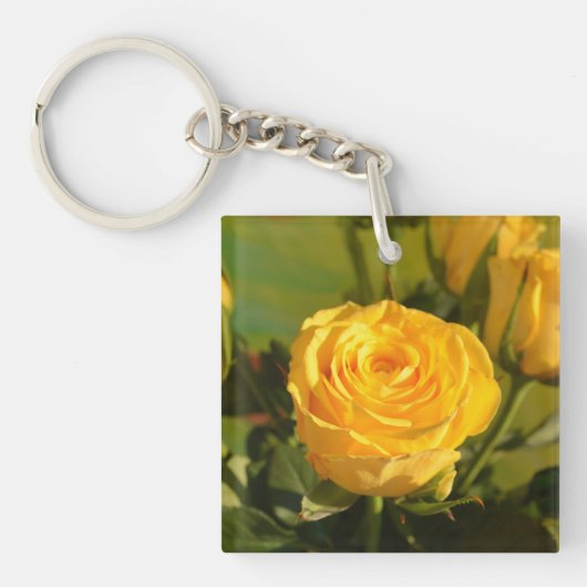 Porte-clés Prenez le temps de sentir la rose jaune (Devant)