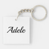 Porte-clés prénom personnalisable Adele noir blanc (Dos)